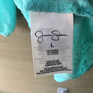 Jessica Simpson Tops - Jessica Simpson aqua sheer peasant blouse size L Jessica Simpson Tops - Jessica Simpson aqua sheer peasant blouse size L